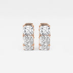 10 ctw Asscher Lab Grown Diamond Huggie Hoop Earrings 18K Rose Gold, E, VS1