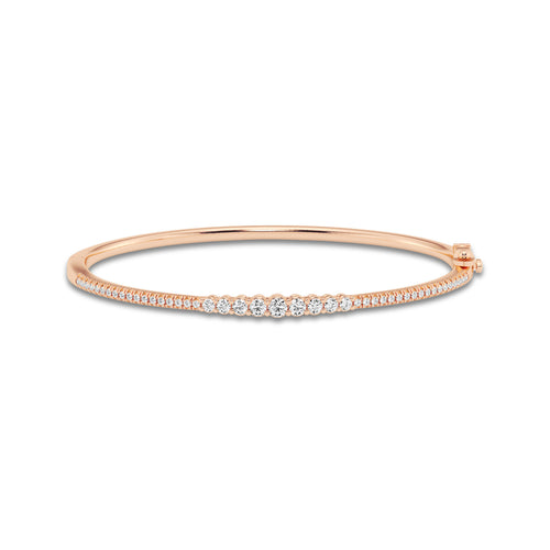 1 ctw Round Lab Grown Diamond Graduated Bangle Bracelet - 7 Inches 14K Rose Gold, DE, VS1