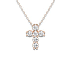1 ctw Round Lab Grown Diamond Petite Cross Pendant 14K Rose Gold, DE, VS1