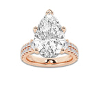 8.96 ctw Pear Lab-Grown Diamond Three Stone Double Row Engagement Ring in 14K Rose Gold for Women | D Color, VVS1 Clarity, IGI Certified 8.00 ct Center Diamond