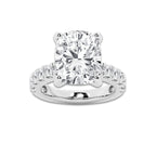 9.00 ctw Elongated Cushion Lab-Grown Diamond Split-Prong Set Side Stone Engagement Ring in 14K White Gold for Women | Colorless E, VS1 Clarity, IGI Certified 8.00 ct Center Diamond
