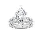 6.22 ctw Marquise Lab-Grown Diamond Double Row Diamond Engagement Ring in Platinum for Women | Colorless D, VVS1 Clarity, IGI Certified 5.00 ct Center Diamond