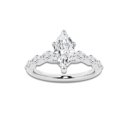 1.41 ctw Marquise Lab-Grown Diamond Marquise Side Stone Engagement Ring in Platinum for Women | Colorless D, VVS1 Clarity, IGI Certified 1.00 ct Center Diamond