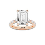 7.48 ctw Emerald Lab-Grown Diamond Marquise Side Stone Engagement Ring in 14K Rose Gold for Women | Colorless E, VS1 Clarity, IGI Certified 7.00 ct Center Diamond