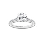 1.91 ctw Round Lab-Grown Diamond Pave Engagement Ring in Platinum for Women | E Color, VS1 Clarity, IGI Certified 1.50 ct Center Diamond