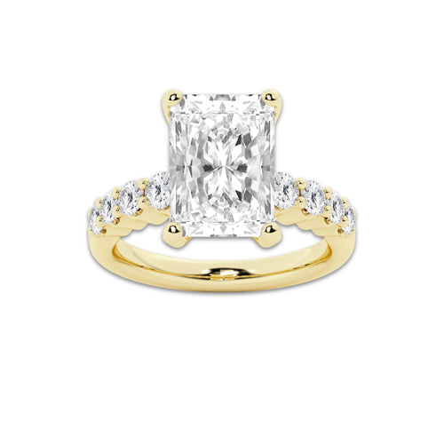 6.66 Ct Radiant Lab-Grown Diamond Half Eternity Engagement Ring in 14K Yellow Gold for Female, Colorless (E), VS1 Clarity | IGI Certified, 6.00 Ct Center Diamond