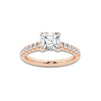 1.91 ctw Asscher Lab-Grown Diamond Pave Engagement Ring in 14K Rose Gold for Women | D Color, VVS1 Clarity, IGI Certified 1.50 ct Center Diamond