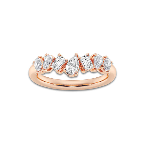 Aria 1 ctw Pear, Oval, and Emerald Lab Grown Diamond Contour Band 14K Rose Gold, DE, VS1