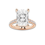 7.47 ctw Radiant Lab-Grown Diamond Hidden Halo Side Stone Engagement Ring in 18K Rose Gold for Women | Colorless D, VVS1 Clarity, IGI Certified 7.00 ct Center Diamond