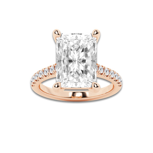 7.47 ctw Radiant Lab-Grown Diamond Hidden Halo Side Stone Engagement Ring in 18K Rose Gold for Women | Colorless D, VVS1 Clarity, IGI Certified 7.00 ct Center Diamond