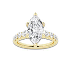 2.04 ctw Marquise Lab-Grown Diamond Side Stone Engagement Ring in 14K Yellow Gold for Women | Colorless E, VS1 Clarity, IGI Certified 1.50 Ct Center Diamond