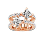 4 1/4 ctw Flower Lab Grown Diamond Asymmetric Ring 14K Rose Gold, E, VS1 | IGI Certified