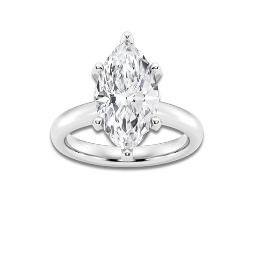 5.00 ctw Marquise Lab-Grown Diamond Minimalist Engagement Ring in 14K White Gold for Women | E Color, VS1 Clarity, IGI Certified