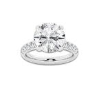 6.55 ctw Round Lab-Grown Diamond Pave Engagement Ring in Platinum for Women | E Color, VS1 Clarity, IGI Certified 6.00 ct Center Diamond