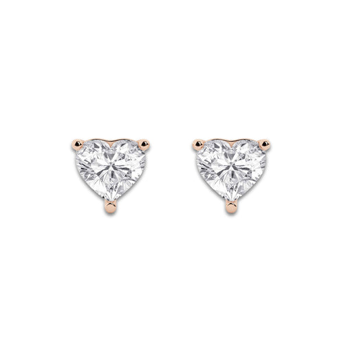 3 ctw Heart Lab Grown Diamond Stud Earrings 14K Rose Gold, E, VS1 | IGI Certified