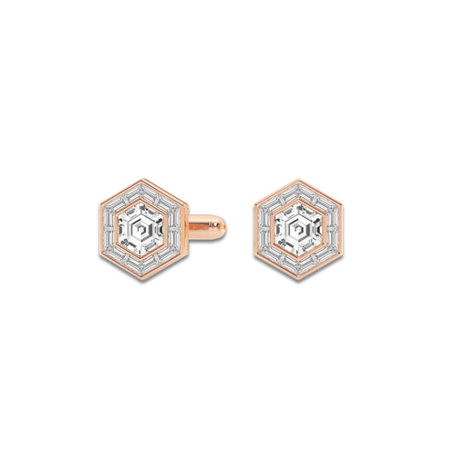6 ctw Baguette Framed Cufflinks 14K Rose Gold, E, VS1