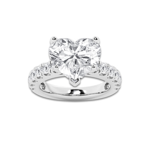 7.00 ctw Heart Lab-Grown Diamond Split-Prong Set Side Stone Engagement Ring in Platinum for Women | Colorless D, VVS1 Clarity, IGI Certified 6.00 ct Center Diamond