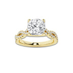 7.29 ctw Cushion Lab-Grown Diamond Twisted Shank Engagement Ring in 14K Yellow Gold for Women | D Color, VVS1 Clarity, IGI Certified 7.00 ct Center Diamond