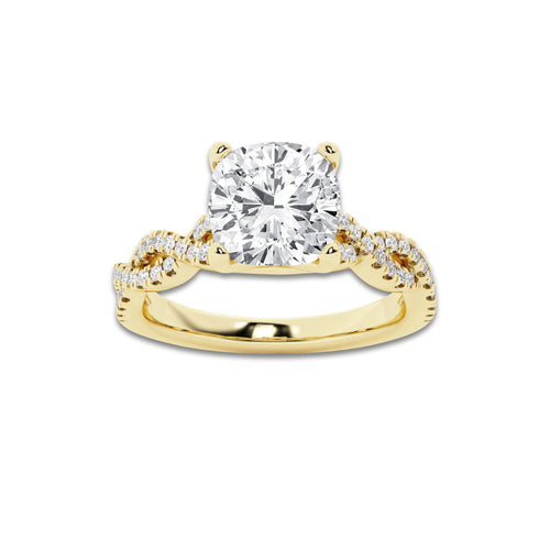 7.29 ctw Cushion Lab-Grown Diamond Twisted Shank Engagement Ring in 14K Yellow Gold for Women | D Color, VVS1 Clarity, IGI Certified 7.00 ct Center Diamond
