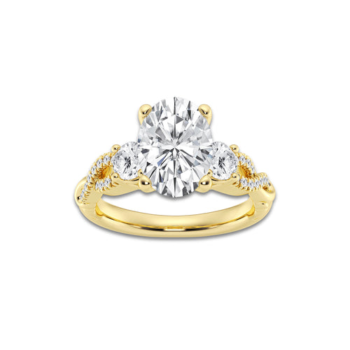 5.61 ctw Oval Lab-Grown Diamond Side Stone Engagement Ring in 14K Yellow Gold for Women | Colorless E, VS1 Clarity, IGI Certified 5.00 ct Center Diamond