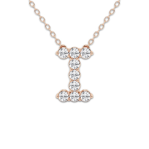 2/5 ctw Round Lab Grown Diamond Initial I Personalized Pendant 14K Rose Gold, DE, VS1