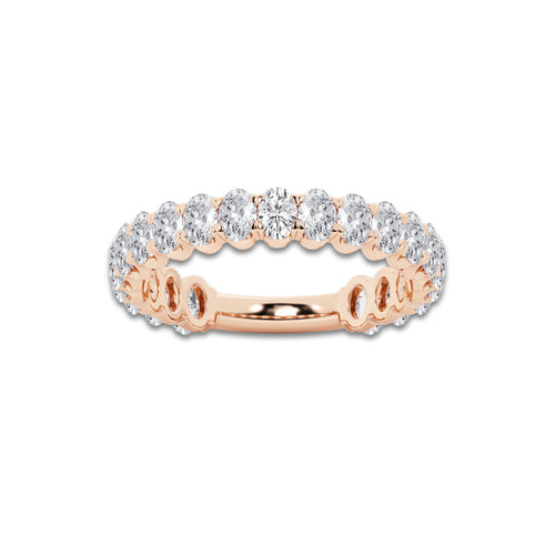 1 1/2 ctw Oval Lab Grown Diamond Three Quarter Eternity Wedding Band 14K Rose Gold, DE, VS1
