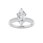 3.04 ctw Marquise Lab-Grown Diamond Side Stone Engagement Ring in Platinum for Women | Colorless D, VVS1 Clarity, IGI Certified 2.50 Ct Center Diamond
