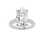6.44 ctw Marquise Lab-Grown Diamond Hidden Halo Side Stone Engagement Ring in Platinum for Women | Colorless D, VVS1 Clarity, IGI Certified 6.00 ct Center Diamond