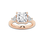 Theia 5 3/4 ctw Asscher Lab Grown Diamond Side Stone Engagement Ring 18K Rose Gold, E, VS1 | IGI Certified, 5 ct Center