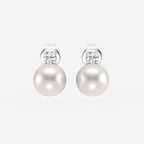 6.5 - 7.0 mm Cultured Freshwater Pearl and 0 ctw Lab Grown Diamond Stud Earrings 14K White Gold