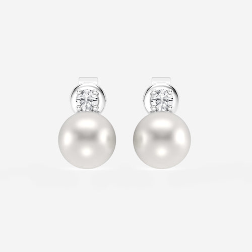 6.5 - 7.0 mm Cultured Freshwater Pearl and 0 ctw Lab Grown Diamond Stud Earrings 14K White Gold