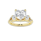 2.62 ctw Heart Lab-Grown Diamond Side Stone Engagement Ring in 14K Yellow Gold for Women | Colorless D, VVS1 Clarity, IGI Certified 2.00 ct Center Diamond
