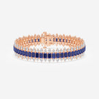 14 1/2 Emerald Cut Created Sapphire and Round and Pear Lab Grown Diamond Bracelet - 7 Inches 14K Rose Gold