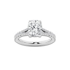 2.82 ctw Elongated Cushion Lab-Grown Diamond Split Shank Side Stone Engagement Ring in 14K White Gold for Women | Colorless D, VVS1 Clarity, IGI Certified 2.50 ct Center Diamond