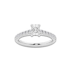 0.89 ctw Radiant Lab-Grown Diamond Pave Engagement Ring in Platinum for Women | E Color, VS1 Clarity, IGI Certified 0.50 ct Center Diamond