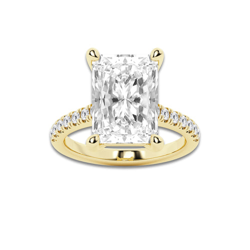 7.47 ctw Radiant Lab-Grown Diamond Hidden Halo Side Stone Engagement Ring in 18K Yellow Gold for Women | Colorless D, VVS1 Clarity, IGI Certified 7.00 ct Center Diamond