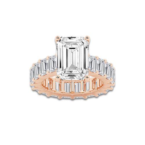 Eris 12 1/5 ctw Emerald Lab Grown Diamond Eternity Engagement Ring 14K Rose Gold, D, VVS | IGI Certified, 7 ct Center