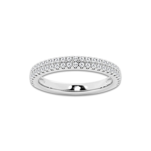 1/2 ctw Round Lab Grown Diamond Double Row Stackable Ring 14K White Gold, DE, VS1