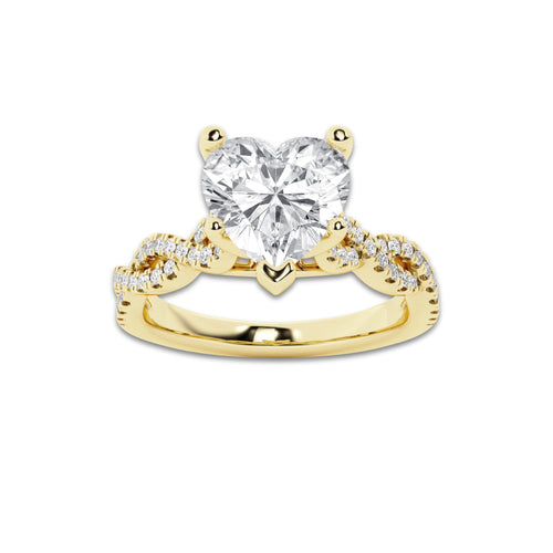 1.75 ctw Heart Lab-Grown Diamond Twisted Shank Engagement Ring in 14K Yellow Gold for Women | E Color, VS1 Clarity, IGI Certified 1.50 ct Center Diamond