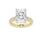 6.55 ctw Radiant Lab-Grown Diamond Pave Engagement Ring in 14K Yellow Gold for Women | D Color, VVS1 Clarity, IGI Certified 6.00 ct Center Diamond