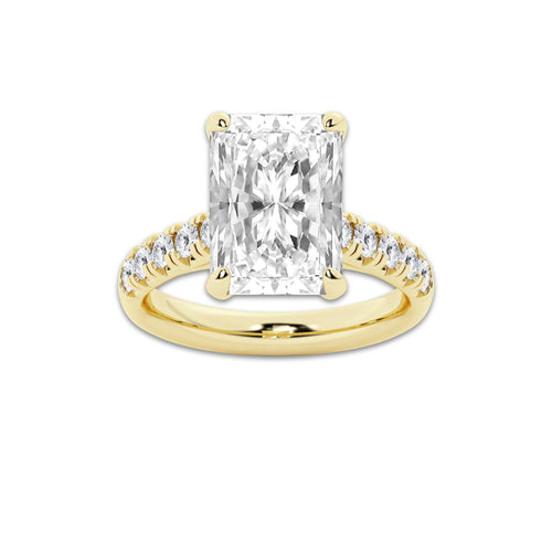 6.55 ctw Radiant Lab-Grown Diamond Pave Engagement Ring in 14K Yellow Gold for Women | D Color, VVS1 Clarity, IGI Certified 6.00 ct Center Diamond