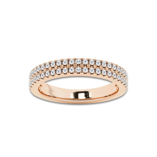 1/2 ctw Round Lab Grown Diamond Double Row Stackable Ring 14K Rose Gold, DE, VS1