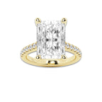 8.48 ctw Radiant Lab-Grown Diamond Hidden Halo Side Stone Engagement Ring in 18K Yellow Gold for Women | Colorless E, VS1 Clarity, IGI Certified 8.00 ct Center Diamond