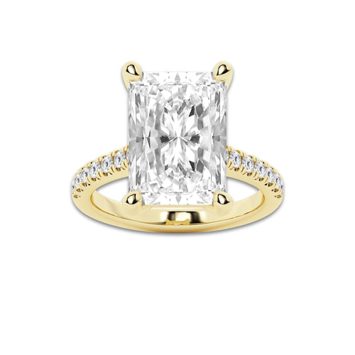 8.48 ctw Radiant Lab-Grown Diamond Hidden Halo Side Stone Engagement Ring in 18K Yellow Gold for Women | Colorless E, VS1 Clarity, IGI Certified 8.00 ct Center Diamond