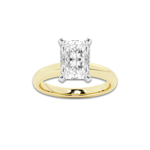 3.00 ctw Radiant Lab-Grown Diamond Minimalist Engagement Ring in 14K White Gold And Yellow Gold for Women | D Color, VVS1 Clarity, IGI Certified