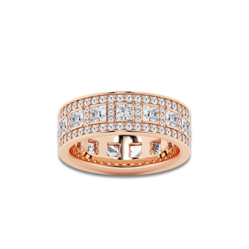 Elissa 2 3/4 ctw Princess and Round Lab Grown Diamond Wide Eternity Band - 7mm Width 14K Rose Gold, DE, VS1