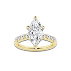 3.54 ctw Marquise Lab-Grown Diamond Side Stone Engagement Ring in 14K Yellow Gold for Women | Colorless D, VVS1 Clarity, IGI Certified 3.00 Ct Center Diamond