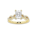 1.00 ctw Radiant Lab-Grown Diamond Twisted Shank Engagement Ring in 14K Yellow Gold for Women | E Color, VS1 Clarity, Not Certified 0.75 ct Center Diamond