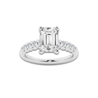 3.54 ctw Emerald Lab-Grown Diamond Side Stone Engagement Ring in Platinum for Women | Colorless D, VVS1 Clarity, IGI Certified 3.00 Ct Center Diamond