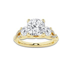 1.98 ctw Cushion Lab-Grown Diamond Side Stone Engagement Ring in 14K Yellow Gold for Women | Colorless E, VS1 Clarity, IGI Certified 1.50 ct Center Diamond